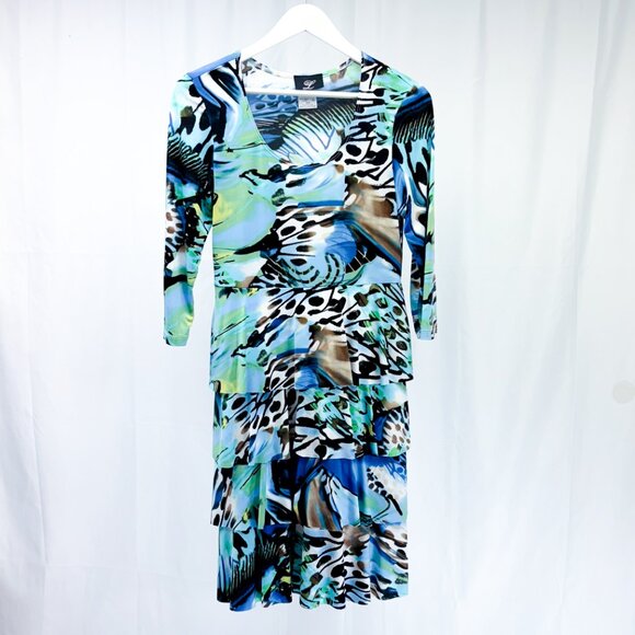 Women's Whimsical Libra Dress Unique Abstract Butterfly Tiered Ruffled Dress - Picture 6 of 13